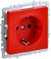 BRITE Розетка 1 пост с заземлением с защитными шторками 16А РС14-1-0-БрК красный IEK BR-R14-16-K04