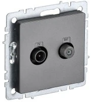 BRITE Розетка двойная TV+SAT РТВ/РСп12-БрС сталь IEK BR-AF20-O-K46