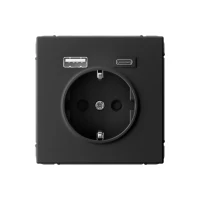 ARTGALLERY розетка 16А с 2 USB A+C, 5В/2,4А/3,0А, 2х5В/1,5А, механизм, карбон Systeme Electric GAL001032