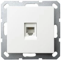 Телефонная розетка RJ11 с накладкой, цвет белый глянцевый Jasmart G6101W Телефонная розетка RJ11 с накладкой, цвет белый глянцевый Jasmart G6101W
