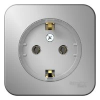 Розетка BLANCA наружная, с заземлением, без шторок, (тонкая), с изолирующей пластиной 16А, 250В, алюминий Systeme Electric BLNRA110113