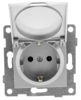 Розетка однопостовая Ugra с/з с з/ш и крышкой, механизм, в комплекте с кожухом IP44 К502, 16А, 250В, серебро GUSI ELECTRIC С11Р91-004(с кожухом IP44 К502)