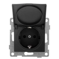 Розетка однопостовая Bravo с/з с з/ш и крышкой, в комплекте с кожухом IP44 К502, механизм, 16А, 250В, графит GUSI ELECTRIC С10Р91-010(с кожухом IP44 К502)