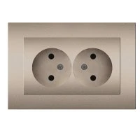 Розетка двухместная UNIVersal серия Афина б/з, с/у, 16А, 220В, шампань (еврослот), механизм A0102-Br