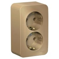 BLANCA  розетка наружная  двойная с заземлением без шторок, 16А, 250В, титан Systeme Electric BLNRA010204