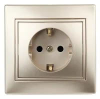 Розетка однофазная скрытого монтажа, в рамку с заземлением без шторок шампань 16А 250В IP20 1-202-04 Intro Plano Б0053879