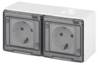Розетка Эксперт 11-2503-01 2х2P+E гориз. IP55, 16A-250В, ОУ, белый ЭРА Б0063264