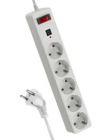 Сетевой фильтр  3м 5 гнезд, пвс 3х0,75мм2, белый 2 USB, КОСМОС Космос FKsm3m-5g(W)USB