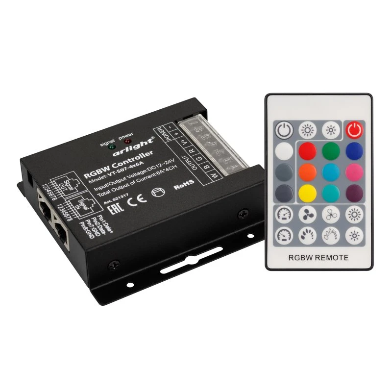 Контроллер VT-S07-4x6A (12-24V, ПДУ 24 кн, RF) (ARL, IP20 Металл, 2 года) Arlight 021317 Контроллер VT-S07-4x6A (12-24V, ПДУ 24 кн, RF) (ARL, IP20 Металл, 2 года) Arlight 021317