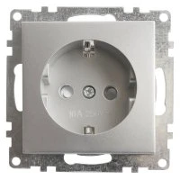 Розетка 1-местная с защитной шторкой с/з (механизм), 250В, 16А, серия Катрин, серебро STEKKER GLS16-7110-03  39582