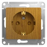 GLOSSA Розетка с заземлением со шторками в рамку дуб Systeme Electric GSL000545