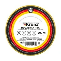 Изолента ПВХ KRANZ 0.13х19 мм, 25 м, желто-зеленая Kranz KR-09-2207