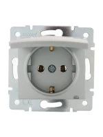 KARINA Розетка с/з с крышкой ПБТ матовое серебро (10шт/120шт) Lezard 707-4388-123B