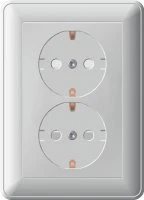 W59 Розетка двойная скрытая с заземлением 16А матовый хром Systeme Electric RS16-255-58