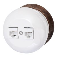 Розетка RJ45 компютерная двойная Фаберже, керамика, цвет перламутр Bironi B2-302-010/18