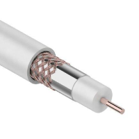 Кабель коаксиальный RG-6U+Cu, 75 Ом, Cu/Al/Cu, 75%, бухта 100 м, белый, REXANT 01-2223