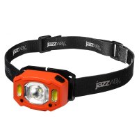 Фонарь налобный 5Вт LED + 2 x RED SMD ABS-пластик оранжевый нейлон 6 режимов работы управление жестами дальность до 65м заряд microUSB в комплекте IP54 JazzWay 5036673