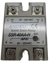 реле твердотельное SSR-40AA-H 40A Управляющее напряжение 80-250V AC 90-480V AC ANDELI ADL09-255