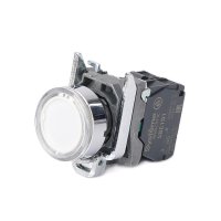 Кнопка SB4 с подсветкой в сборе модульная 22мм белая металл 24ВDC 1НО Systeme Electric SB4BW31B1