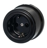 Розетка с заземляющим контактом, черный, керамика Bironi B1-101-03