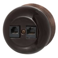 Розетка RJ45 информационная двойная Фаберже, керамика, цвет коричневый Bironi B2-302-020/18 Розетка RJ45 информационная двойная Фаберже, керамика, цвет коричневый Bironi B2-302-020/18