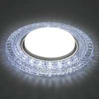 Светильник ДВО-15w GX53 без лампы со светодиодной подсветкой 6400К прозрачный хром FERON CD4020 41293