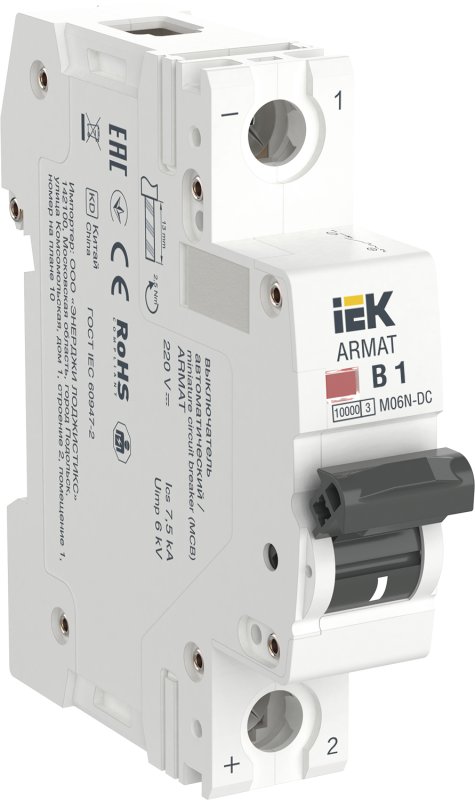 ARMAT Автоматический выключатель M06N-DC 1P B 1А IEK AR-M06N-1-B001DC ARMAT Автоматический выключатель M06N-DC 1P B 1А IEK AR-M06N-1-B001DC