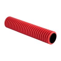 Труба гофрированная двустенная жесткая ПНД d63 6м (36м/уп) красная, EKF tr2st-63-6m