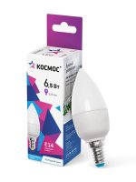Лампа светодиодная LED 6.5Вт Свеча 220В Е14 D37х100 6500К холодный 520 лм Космос LkecLED6.5wCNE1465