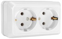 Розетка двухместная без заземления, открытая установка ''UNIVERSAL'' FIT 84106