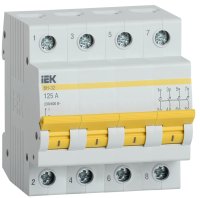 Выключатель нагрузки (мини-рубильник) ВН-32 4Р 125А IEK MNV10-4-125 Выключатель нагрузки (мини-рубильник) ВН-32 4Р 125А IEK MNV10-4-125