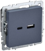 BRITE Розетка USB A+C 18Вт РЮ11-1-БрМ маренго IEK BR-U22-018-K35