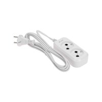 Удлинитель 2 гнезда, 3 м, 2х0,75 мм2, б/з, белый ProConnect 13-4201