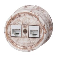Розетка Лизетта RJ45 информационная двойная, керамика, цвет мрамор Bironi B1-302-09 Розетка Лизетта RJ45 информационная двойная, керамика, цвет мрамор Bironi B1-302-09