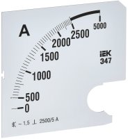 Шкала сменная для амперметра Э47 2500/5А класс точности 1,5 96х96мм IEK IPA20D-SC-2500