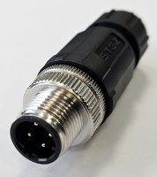 Разъем М12, 4D, штыревой, пайка, пластиковый, прямой, резьба PG7, кабельная часть СТЭЗ 185200168