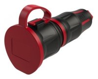 Розетка каб 16A/250V/2P+E/IP54 с крышкой, корпус черный, крышка и маркер красный PCE 25711-sr 00-00028130
