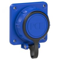 Розетка встраиваемая 16А/250V/2P+E/IP68 фланец 75х75 мм гибкое крепление крышки NAUTILUS PCE 20351-8b 00-00002593