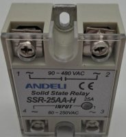 реле твердотельное SSR-25AA-H 25A Управляющее напряжение 80-250V AC 90-480V AC ANDELI ADL09-253