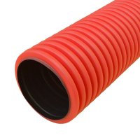 Труба гофрированная двустенная ПНД жесткая тип 450 (SN8) красная д160 5,7м (22,8м/уп) Промрукав PR15.0212