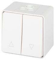 Переключатель Эксперт 11-1508-01 для жалюзи кнопочный IP55, 10АХ-250В, ОУ, белый ЭРА Б0063251