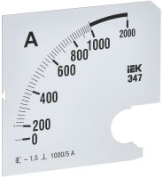 Шкала сменная для амперметра Э47 1000/5А класс точности 1,5 96х96мм IEK IPA20D-SC-1000