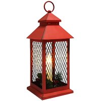 Фонарь декоративный со свечкой, красный корпус, размер 13,5х13,5х30,5 см, тёплый белый Neon-Night 513-041