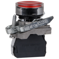 Кнопка КМЕ4610мЛС-220В-красный-1но+0нз-цилиндр-индикатор-IP65 КЭАЗ 248260