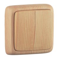 Выключатель двухклавишный наружный с изоляционной пластиной сосна 10А HEGEL ВА10-153-02