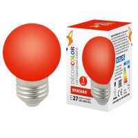Лампа декоративная светодиодная LED-G45-1W/RED/E27/FR/С Форма шар матовая Цвет красный Картон Uniel UL-00005646