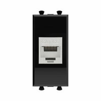 Avanti Компьютерная розетка RJ-45 без шторки      модульная кат.6А экранированная Черный квадрат 1  модуль DKC 4402771
