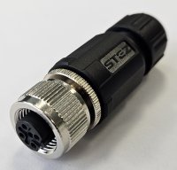Разъем М12, 5B, гнездовой, пайка, пластиковый, прямой, резьба PG7, кабельная часть СТЭЗ 185200159