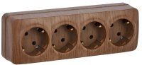 GLORY Розетка четырехместная наружная с заземлением дуб IEK ERH41-K24-16