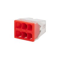 Экспресс-клемма СМК 2273-206, 6-проводная 0.5-2.5 кв мм, прозрачная (100 шт./уп.), REXANT 07-3209